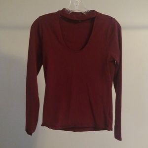 Express Maroon Collar Top